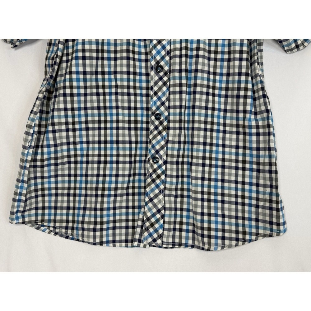 Enyce Shirt Mens Large Blue Plaid Short Sleeve Button Front Yoke Hip Hop Y2K - Picture 2 of 8